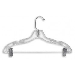 Clear Plastic Kids Top Hanger- Flat 14 Top Hangers with Notches and Chrome  Swivel Hook, 100ct