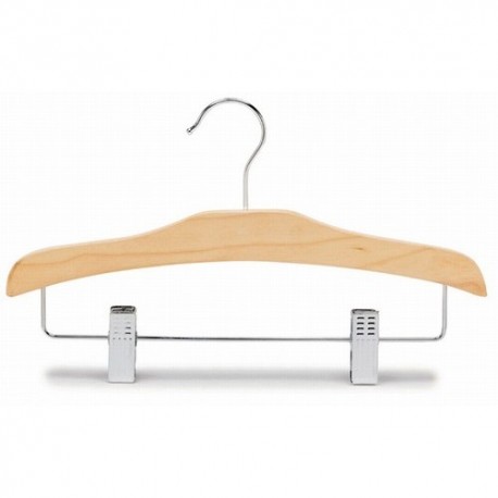12 Children's Wooden Hanger with Chrome Pant Clips
